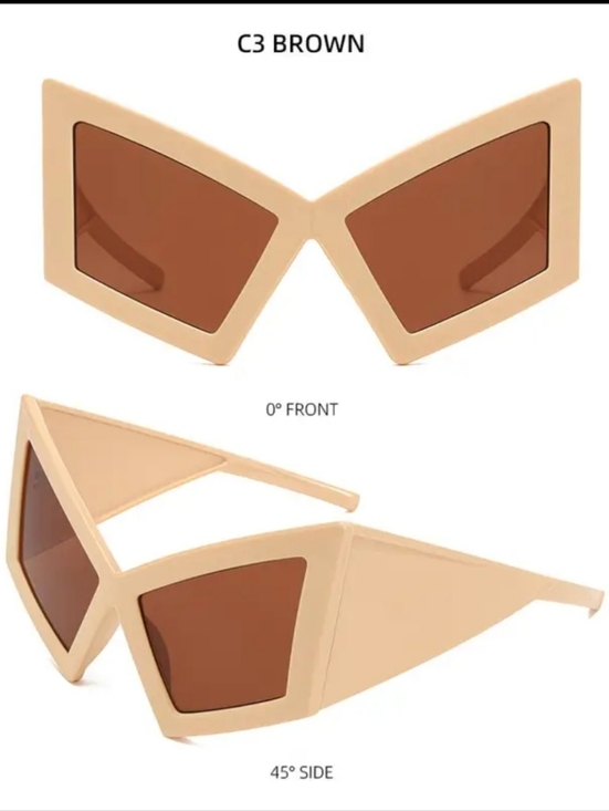 Women’s Bold Oversized Beige And Brown Geometric Sunglasses main image 4